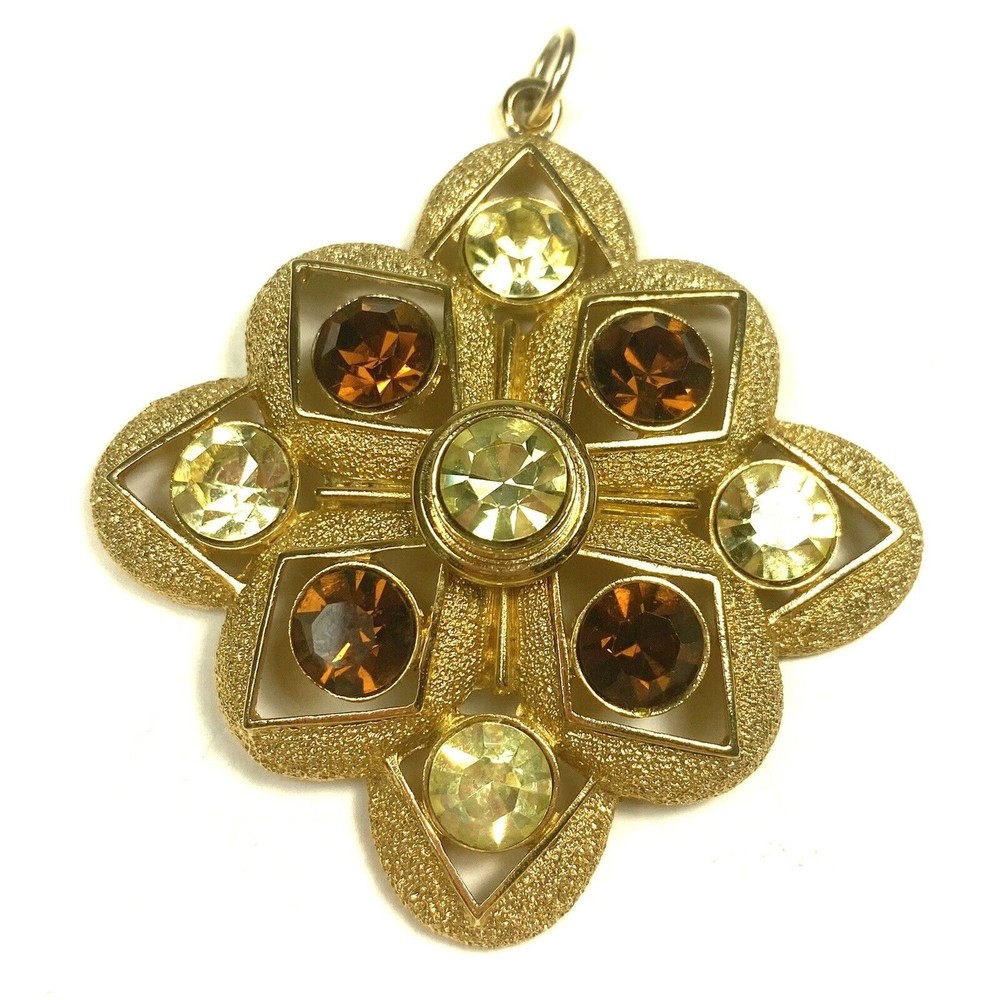 Sarah Coventry Rhinestone Starburst Pendant Star Vintage Jewelry Statement